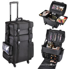 2 in 1 Soft Sided Cosmetic Bag Professional Artist Rolling Train Cosmetic Makeup Case Trolley Case With Drawers